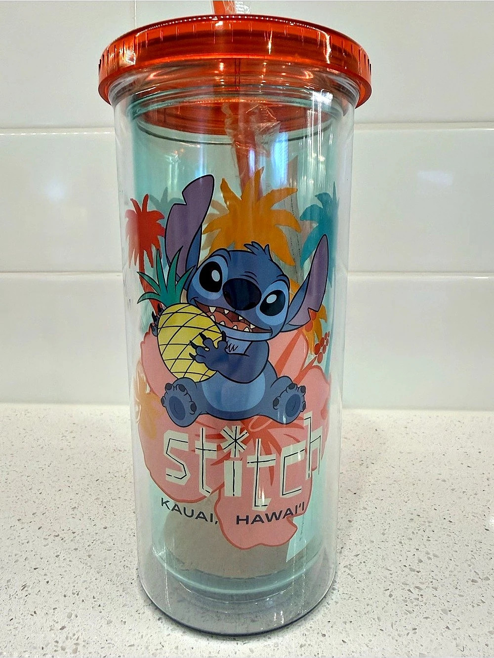 Disney Lilo & Stitch Kauai Hawaii Tropical 20 oz tumbler in Blue & Orange NEW